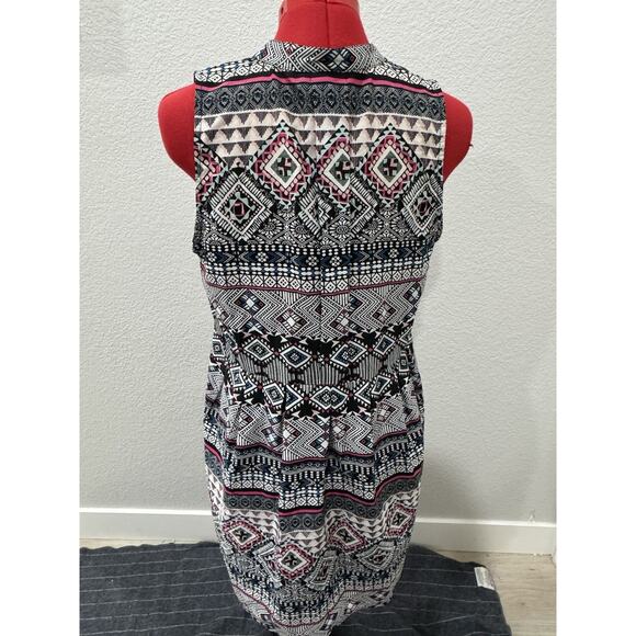Sleeveless Aztec Print Dress Colorful Tribal Sleeveless Mini Dress - Picture 4 of 7